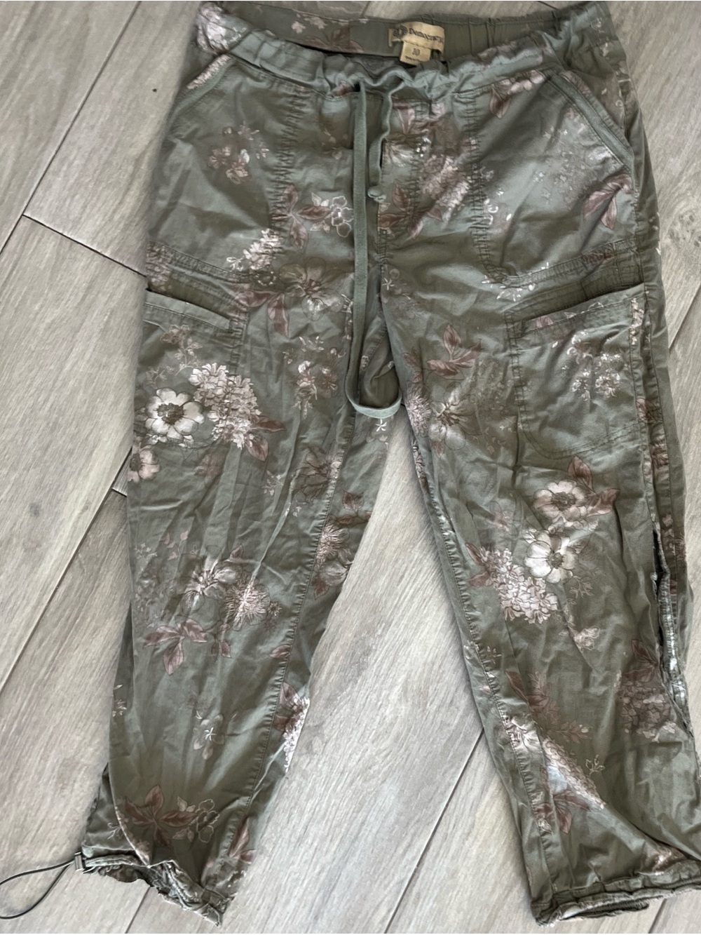 Democracy Olive Floral Cargo Joggers